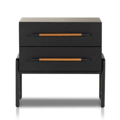 Rosedale Nightstand in Ebony Oak Veneer front studio view - Whats New Furniture Portland OR