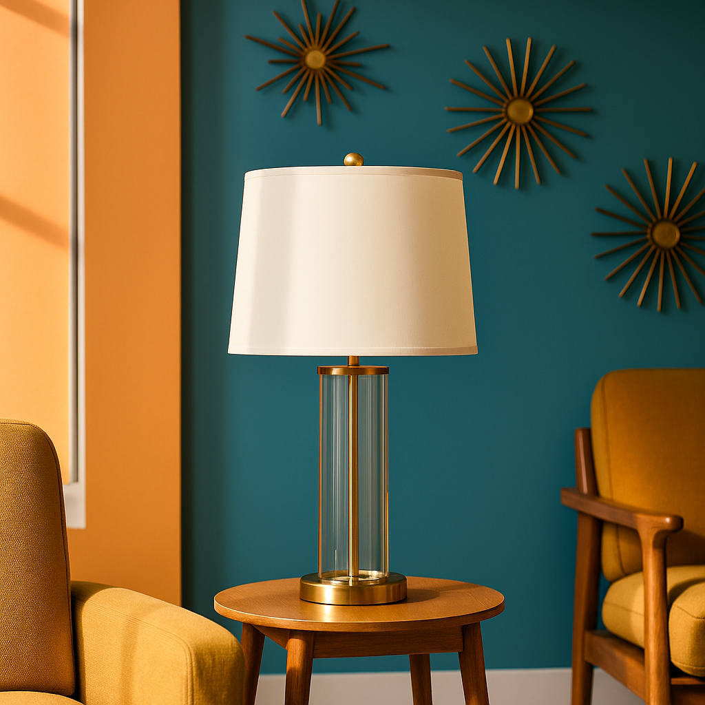 Pair of Glass Cylinder Lamps