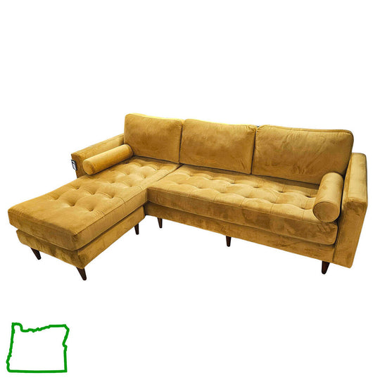 Extended Sofa w/ Floating Chaise in Saffron