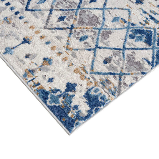 Morrocan Style Rug in Blue/Cream