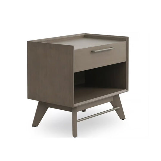 Solid Acacia Nightstand in Gray