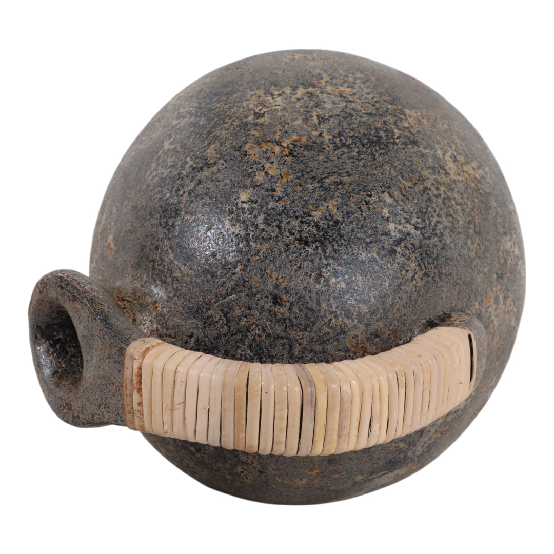 Terracotta Rustic Jug with Woven Handle handle detail view - vase by Sagebrook Home - Whats New Furniture Portland OR