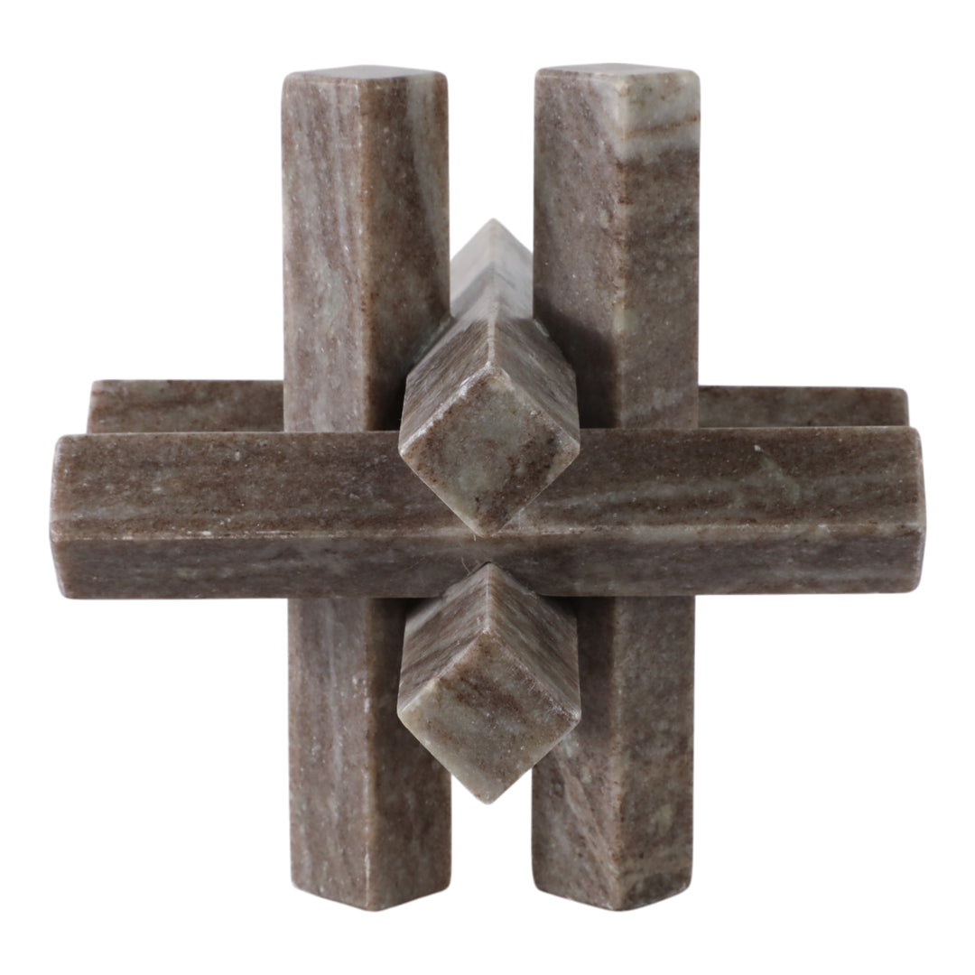 Marble Geometric Orb front view - sculpture by Sagebrook Home - Whats New Furniture Portland OR