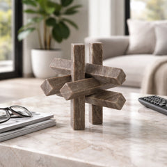 Marble Geometric Orb styled room view - sculpture by Sagebrook Home - Whats New Furniture Portland OR