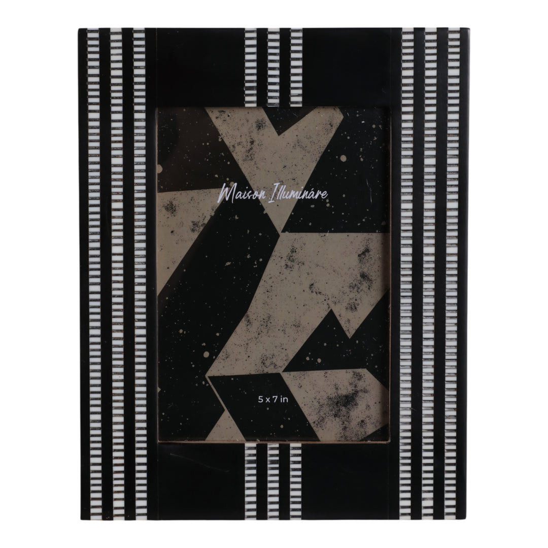 Ridged Stripes Photo Frame 5x7 front view - picture frame by Sagebrook Home - Whats New Furniture Portland OR
