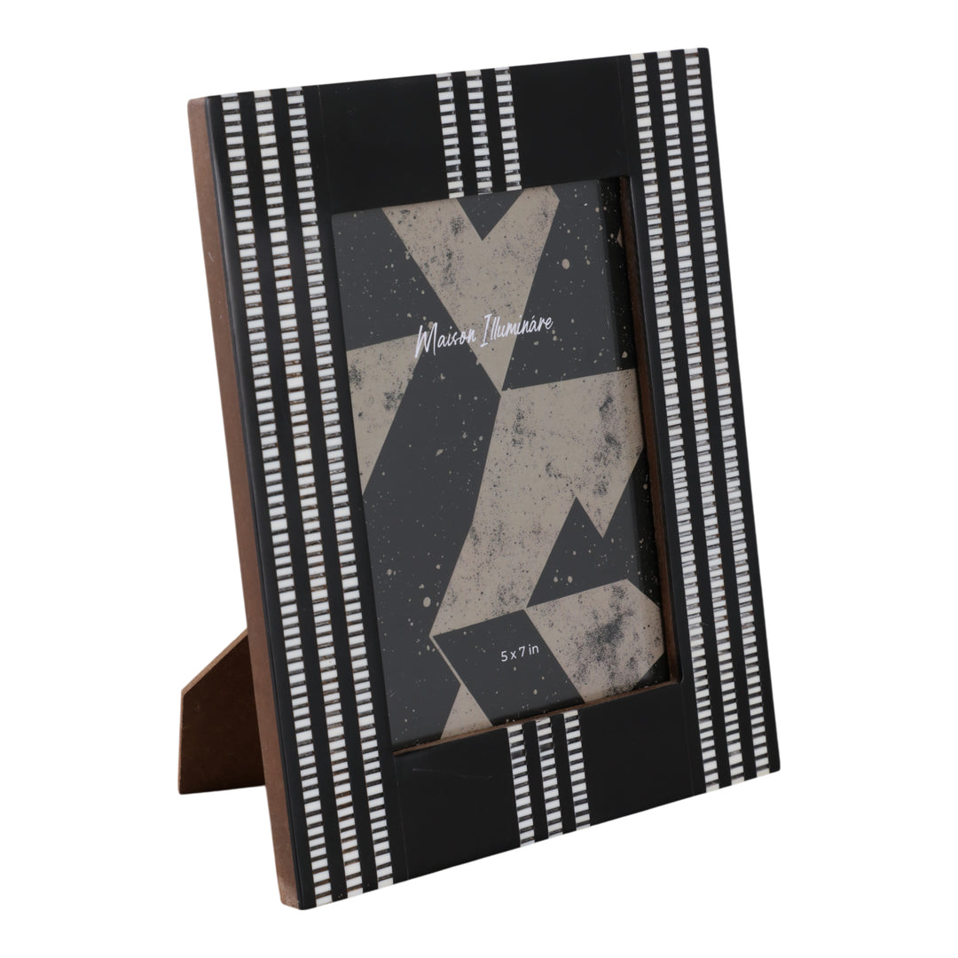 Ridged Stripes Photo Frame 5x7 angled view - picture frame by Sagebrook Home - Whats New Furniture Portland OR
