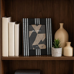 Ridged Stripes Photo Frame 5x7 styled shelf view - picture frame by Sagebrook Home - Whats New Furniture Portland OR