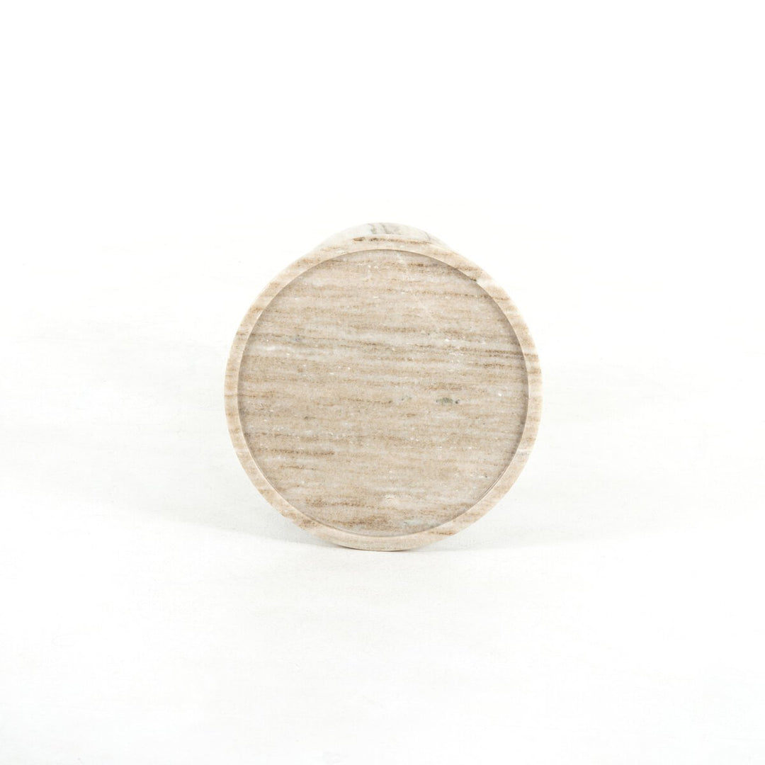 Viola Accent Table in Antique White Marble detail view - Whats New Furniture Portland OR