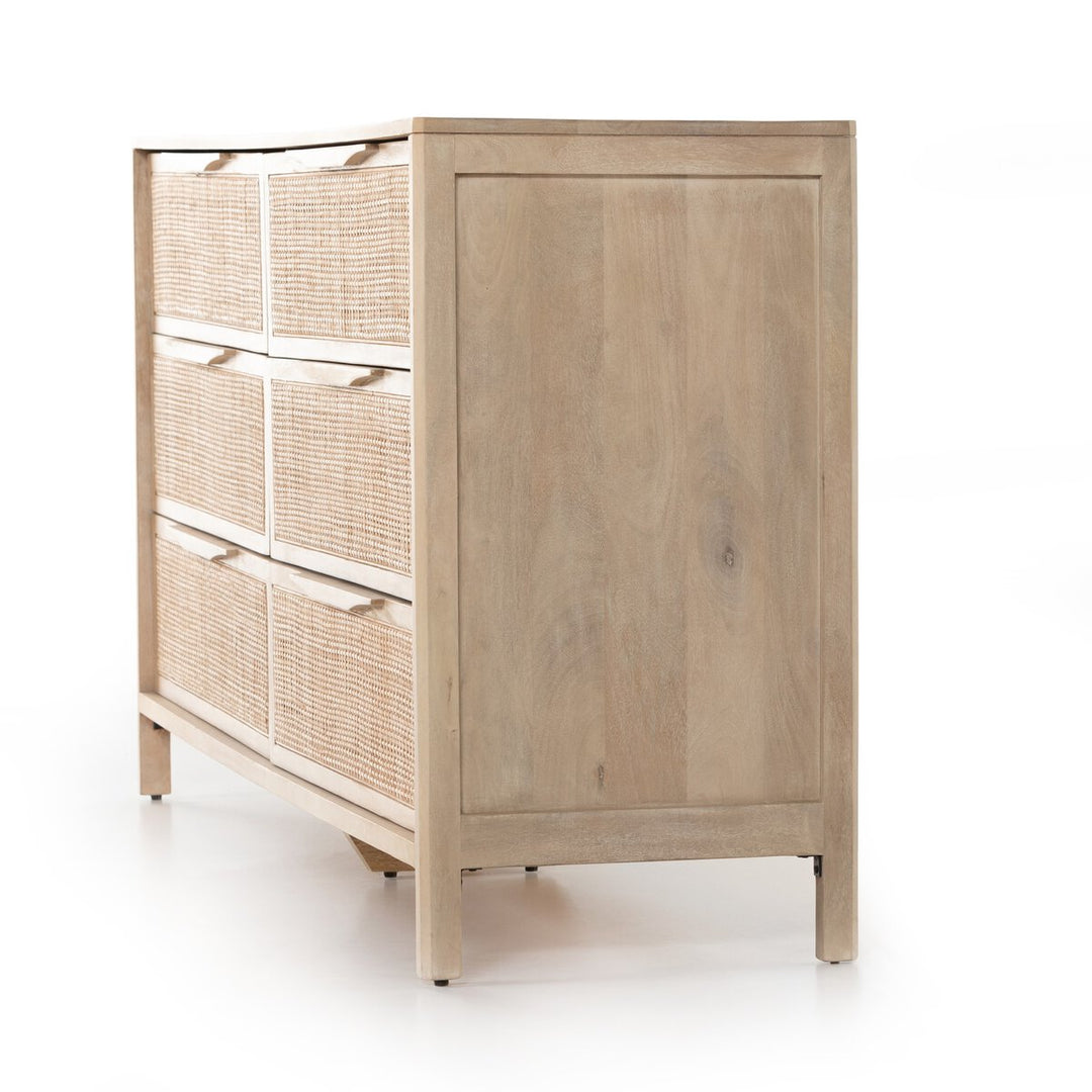 Sydney 6 Drawer Dresser in Natural Cane third detail view - Whats New Furniture Portland OR