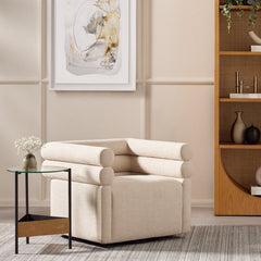 Evie Swivel Chair in Hampton Cream back view - Whats New Furniture Portland OR