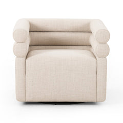 Evie Swivel Chair in Hampton Cream front studio view - Whats New Furniture Portland OR