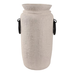 Ecomix Vase with Metal Handles front view - vase by Sagebrook Home - Whats New Furniture Portland OR