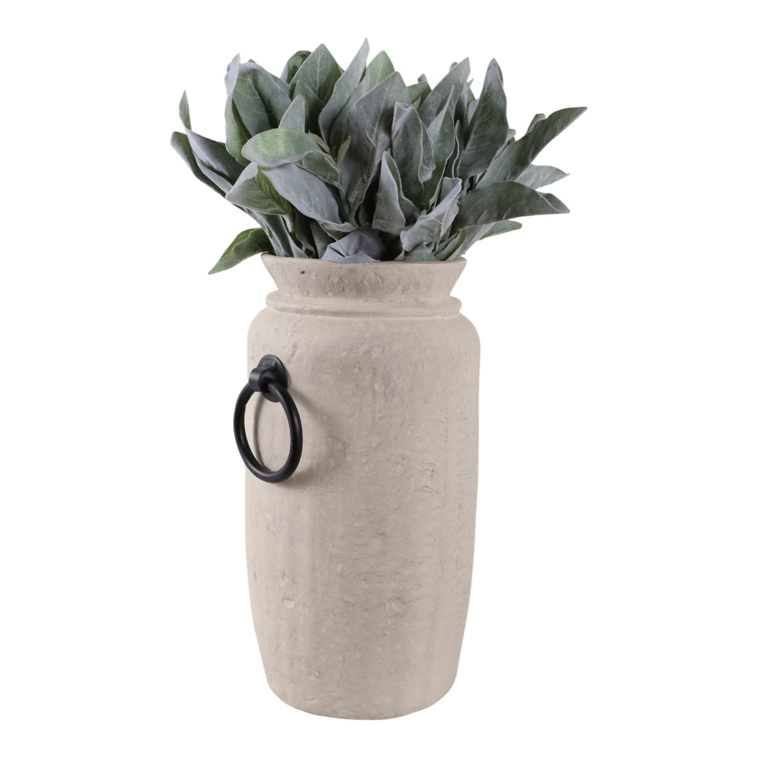 Ecomix Vase with Metal Handles planted view - vase by Sagebrook Home - Whats New Furniture Portland OR