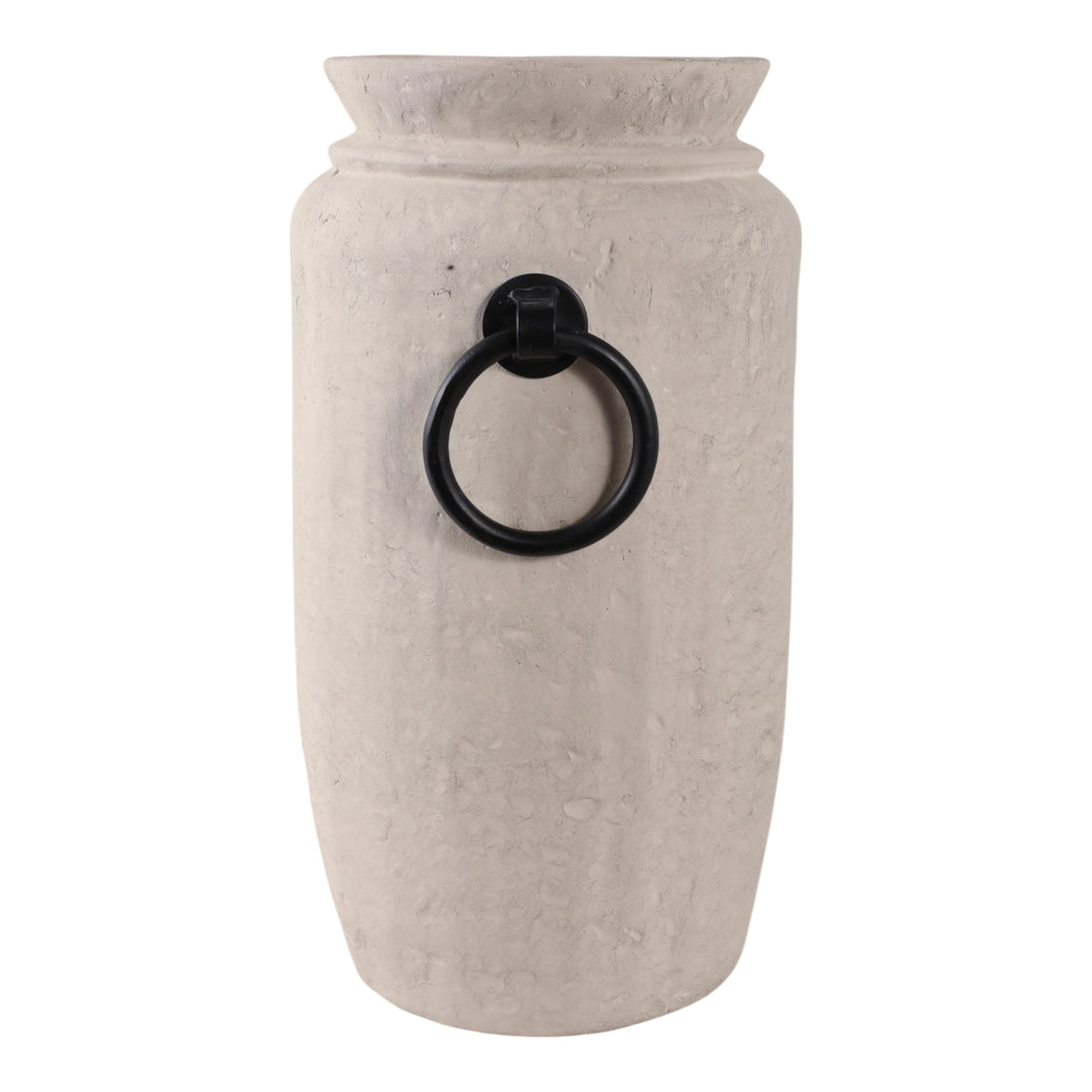Ecomix Vase with Metal Handles handle detail view - vase by Sagebrook Home - Whats New Furniture Portland OR