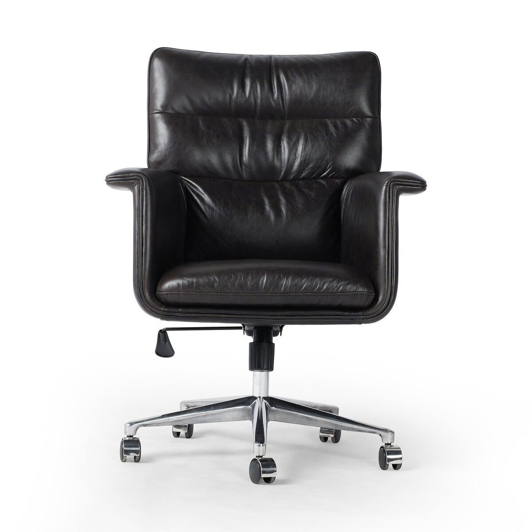 Humphrey Desk Chair in Sonoma Black front studio view - Whats New Furniture Portland OR