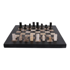Petrified Wood Chess Set front view - chess set by Sagebrook Home - Whats New Furniture Portland OR