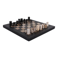 Petrified Wood Chess Set angled view - chess set by Sagebrook Home - Whats New Furniture Portland OR