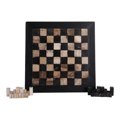 Petrified Wood Chess Set board view - chess set by Sagebrook Home - Whats New Furniture Portland OR