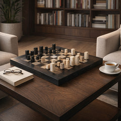 Petrified Wood Chess Set styled room view - chess set by Sagebrook Home - Whats New Furniture Portland OR