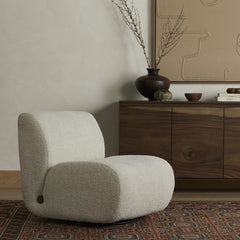 Siedell Swivel Chair in Sheldon Ivory back view - Whats New Furniture Portland OR