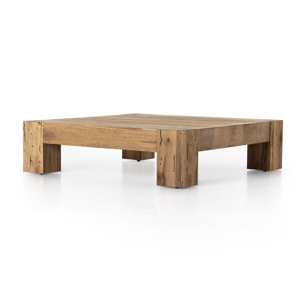 Abaso Coffee Table in Rustic Wormwood Oak three-quarter view - Whats New Furniture Portland OR