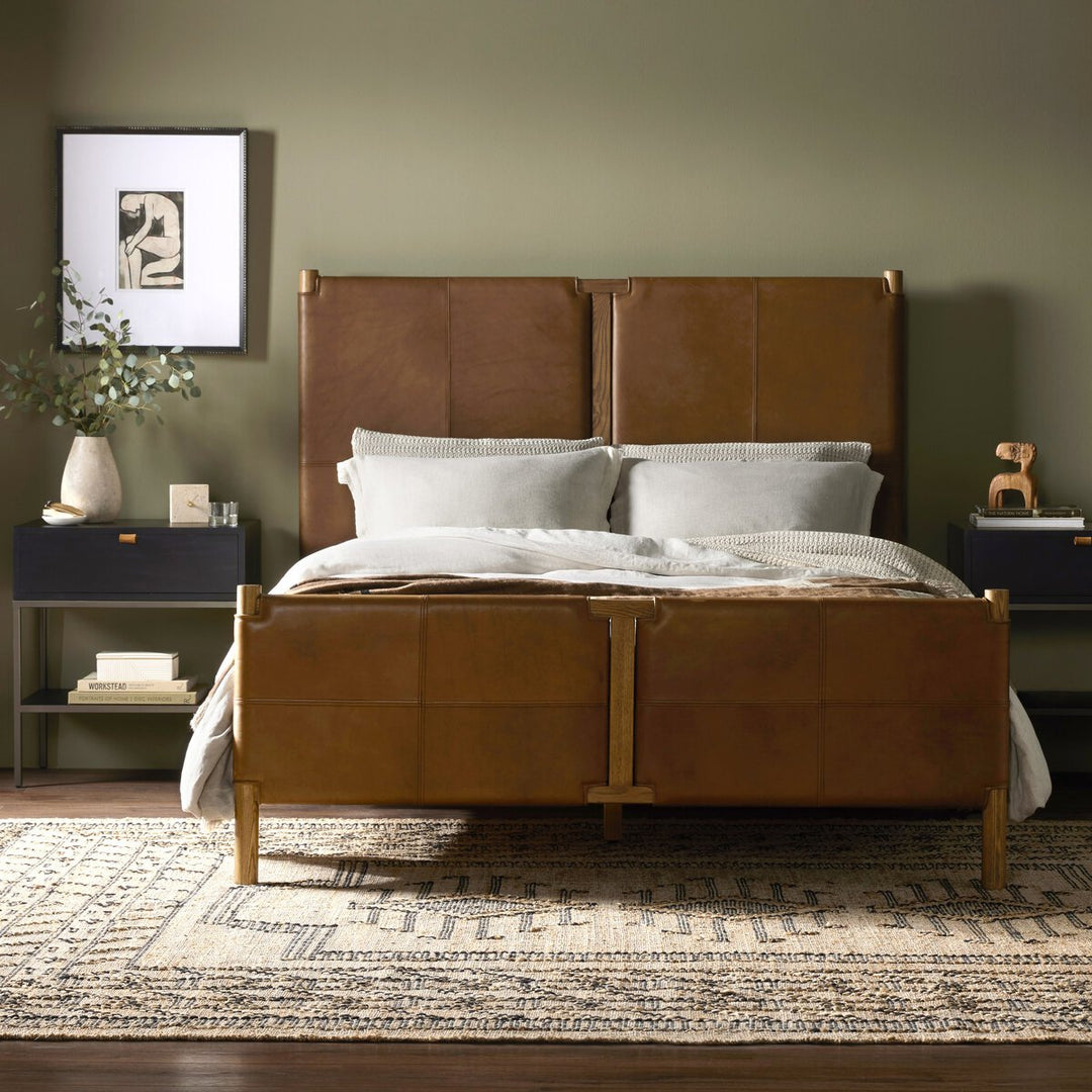 Salado Bed in Heirloom Sienna back studio view - Whats New Furniture Portland OR