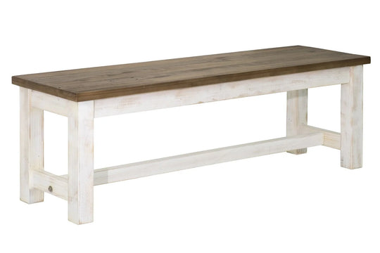 Provence Bench In Antique White & Rustic Natural