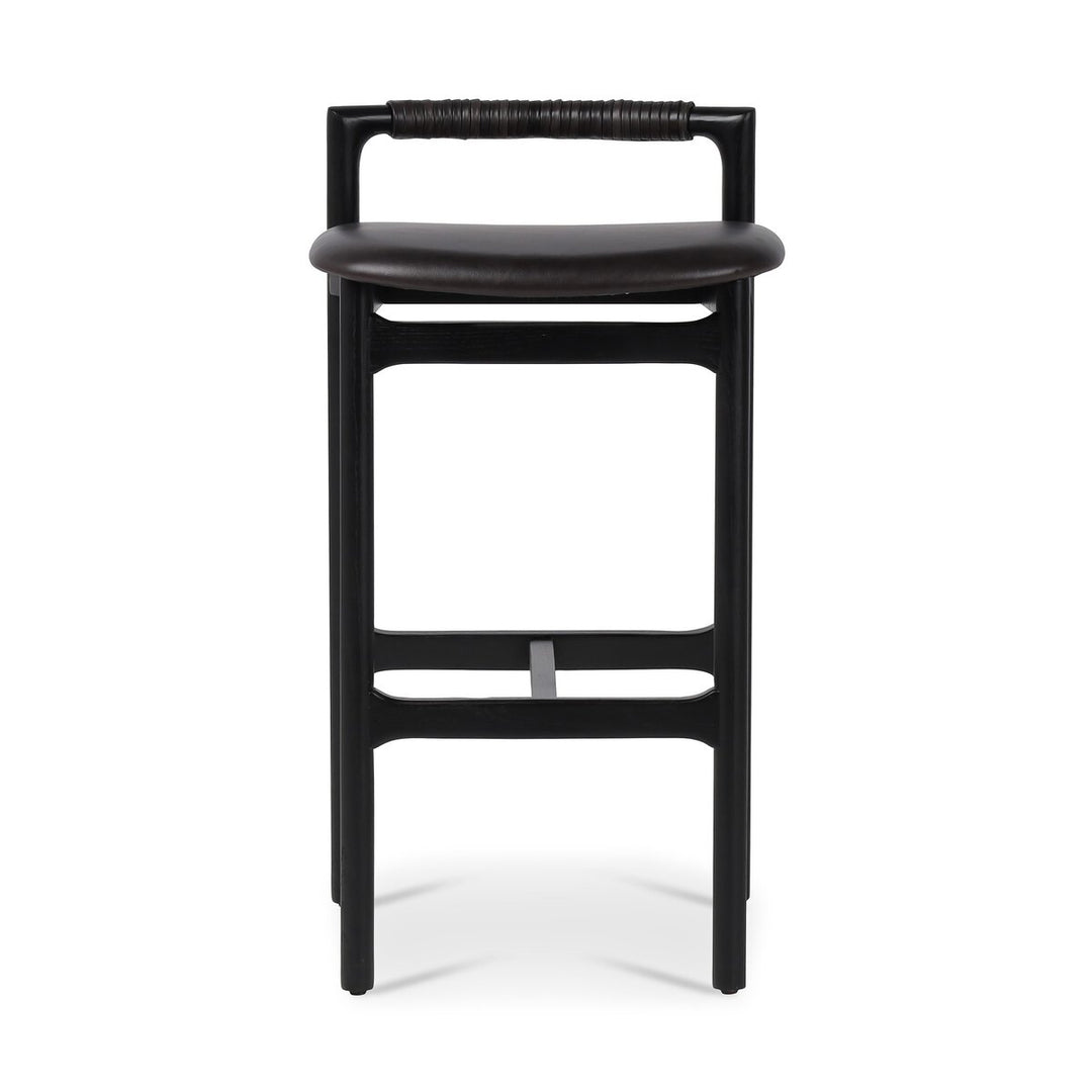Baden Bar &amp; Counter Stool in Sonoma Black front studio view - Whats New Furniture Portland OR