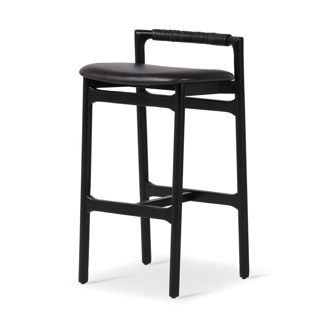 Baden Bar &amp; Counter Stool in Sonoma Black three-quarter studio view - Whats New Furniture Portland OR