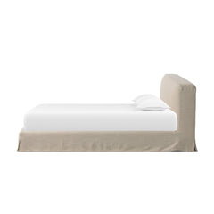Aidan Slipcover Bed in Savoy Parchment second detail view - Whats New Furniture Portland OR