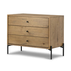 Eaton Large Nightstand in Amber Oak Resin three-quarter view - Whats New Furniture Portland OR