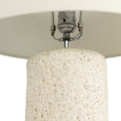 Ozer Table Lamp in Reactive White Glaze detail view - Whats New Furniture Portland OR