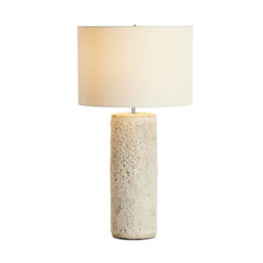Ozer Table Lamp in Reactive White Glaze three-quarter studio view - Whats New Furniture Portland OR