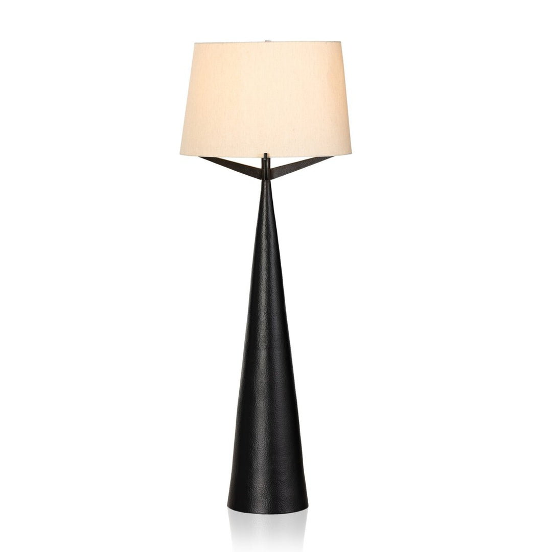Ziggy Floor Lamp in Hammered Black Aluminum three-quarter studio view - Whats New Furniture Portland OR