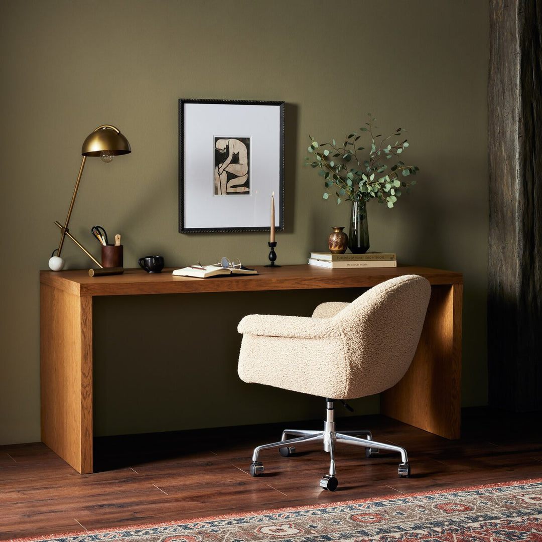 Posada Desk in Amber Oak Veneer back studio view - Whats New Furniture Portland OR
