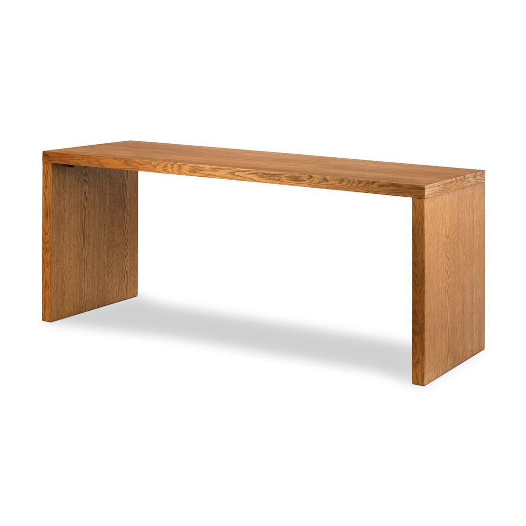 Posada Desk in Amber Oak Veneer three-quarter studio view - Whats New Furniture Portland OR