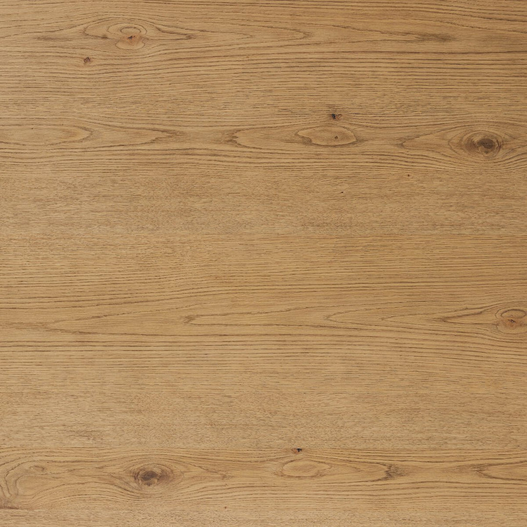 Blinn Extension Dining Table in Worn Oak Veneer detail view - Whats New Furniture Portland OR