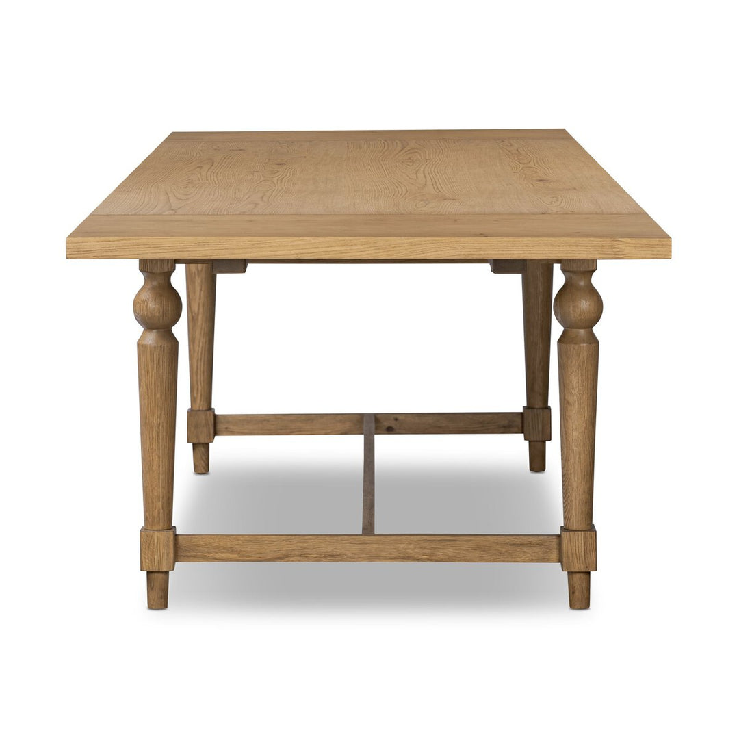 Blinn Extension Dining Table in Worn Oak Veneer side view - Whats New Furniture Portland OR