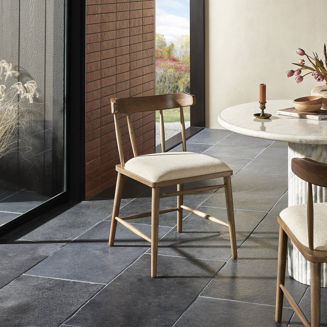 Colter Dining Chair in Antwerp Natural back view showing tapered spindles - Whats New Furniture Portland OR