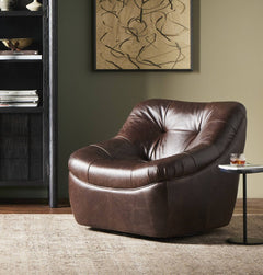 Farley Swivel Chair in Conroe Cigar back studio view - Whats New Furniture Portland OR
