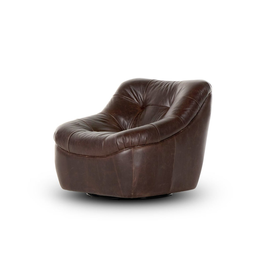 Farley Swivel Chair in Conroe Cigar three-quarter studio view - Whats New Furniture Portland OR