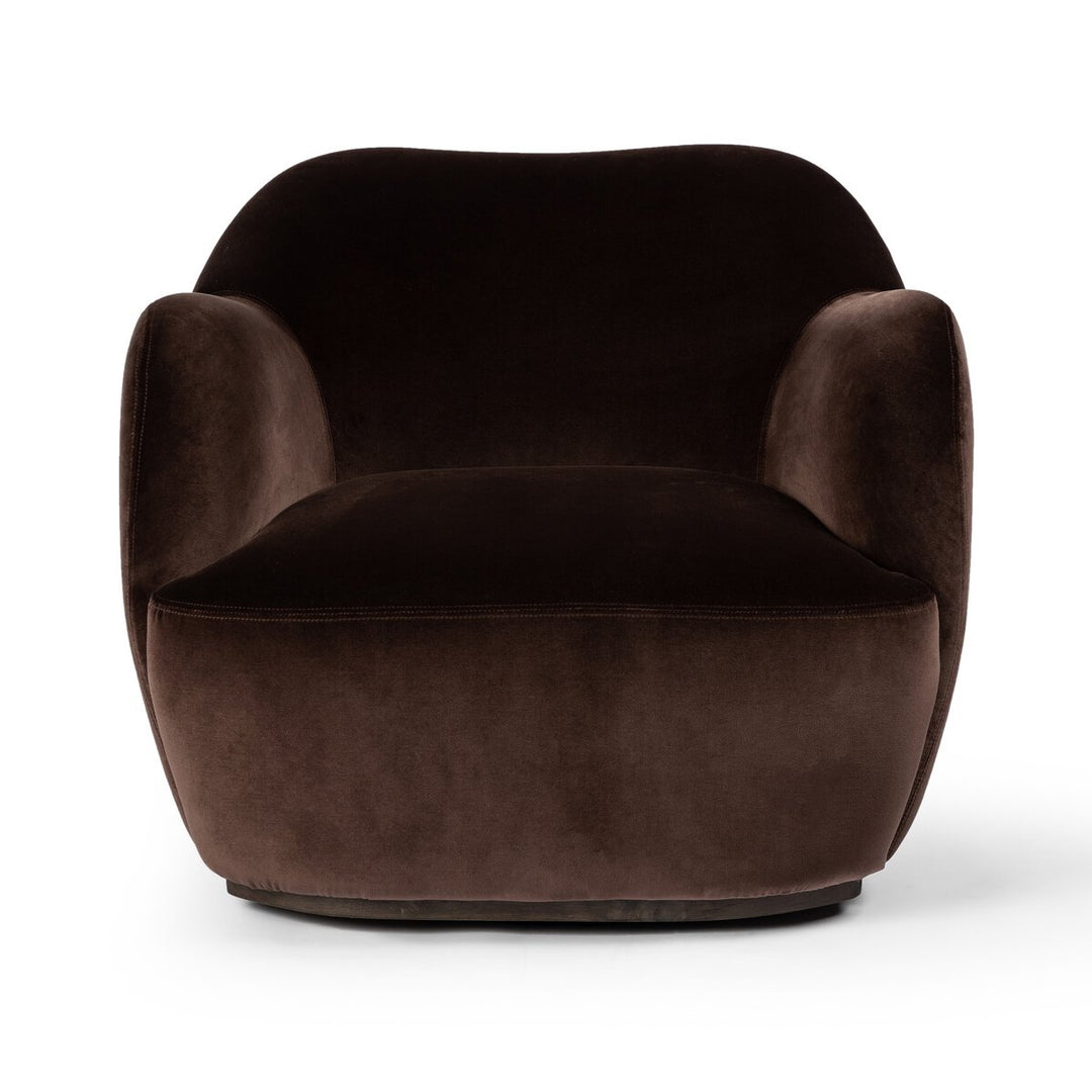 Julius Swivel Chair in Surrey Cocoa front studio view - Whats New Furniture Portland OR