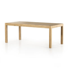 Isador Dining Table in Dry Wash Poplar three-quarter studio view - Whats New Furniture Portland OR