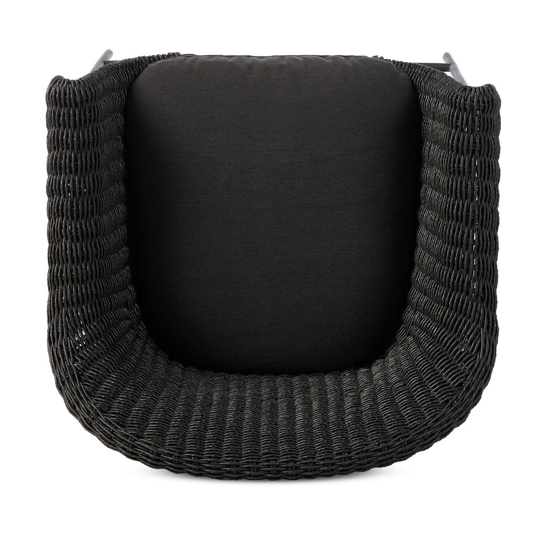 Suerte Outdoor Bar + Counter Stool in Arashi Ink detail view - Whats New Furniture Portland OR