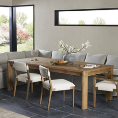 Noeline Extension Dining Table in Resawn Worn Oak back view - Whats New Furniture Portland OR