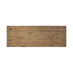 Noeline Extension Dining Table in Resawn Worn Oak detail view - Whats New Furniture Portland OR