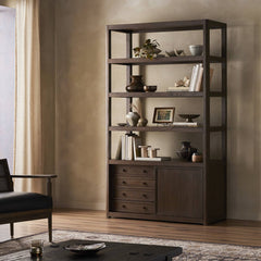 Miko Bookcase in Fawn Oak back view - Whats New Furniture Portland OR