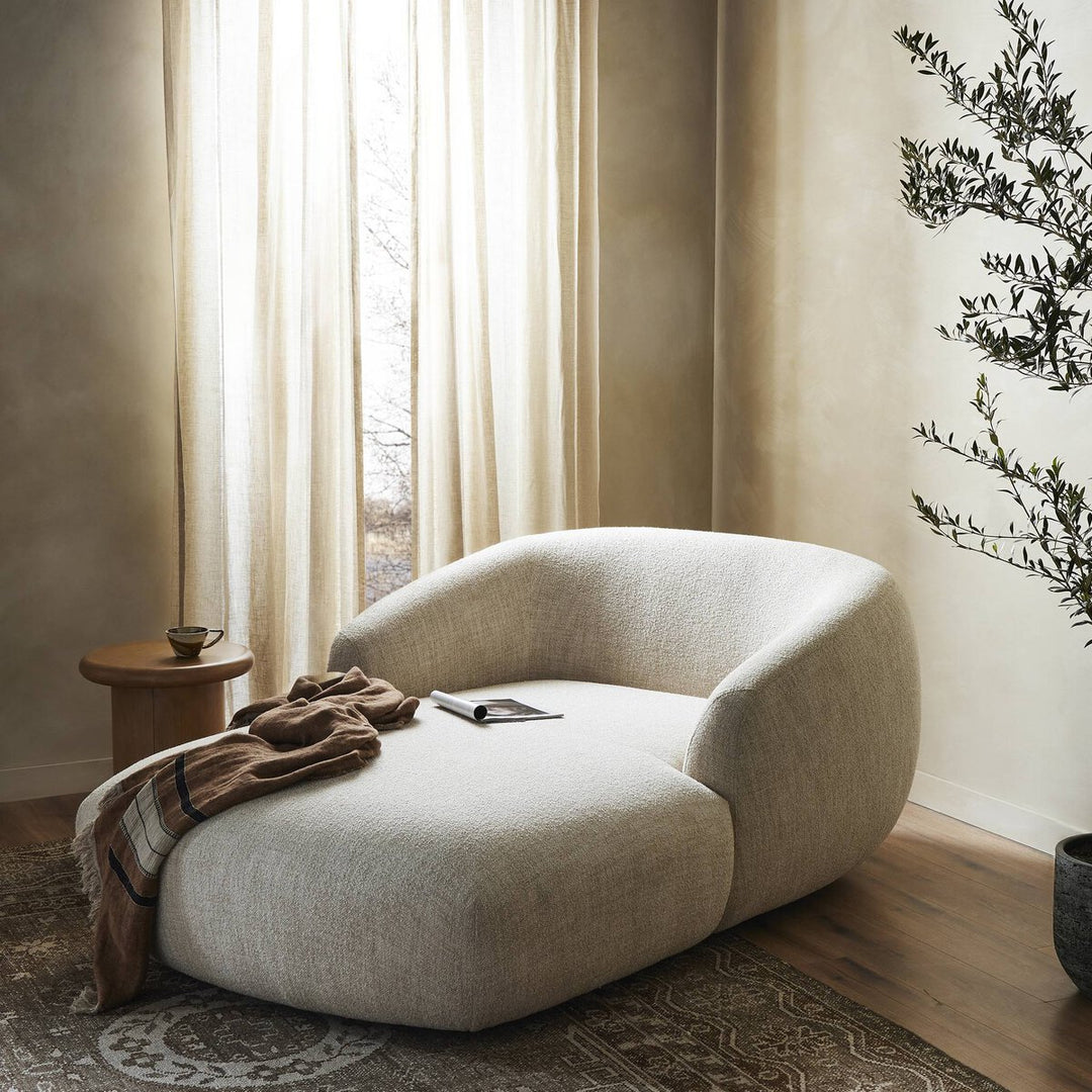 Channing Chaise in Yuma Cream back studio view - Whats New Furniture Portland OR