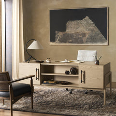 Rosedale Executive Desk in Yucca Oak Veneer back view - Whats New Furniture Portland OR