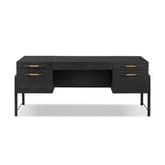 Rosedale Executive Desk in Ebony Oak Veneer front studio view - Whats New Furniture Portland OR
